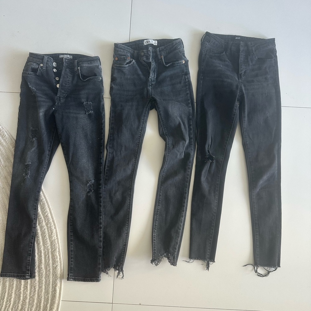 Zara , Vervet , Forever 21 Charcoal Black Distressed Jeans